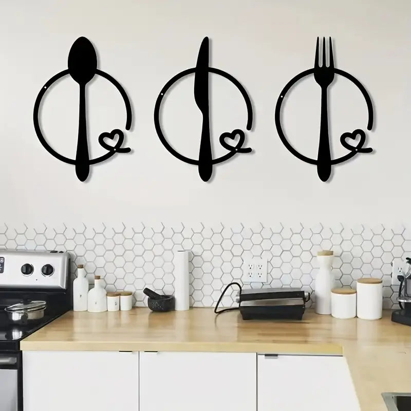 Spoon, Knife and Fork With heart – Beautiful Kitchen Wall Decal – for Gifting