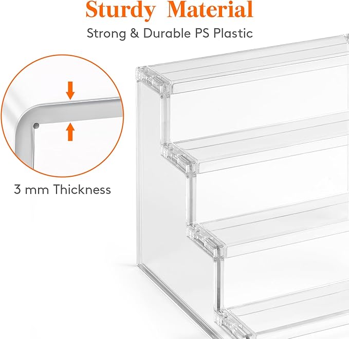 Lifewit 4 Tier Clear Display Stand, Pack of 1 Plastic Display Stands, Plastic Organizers