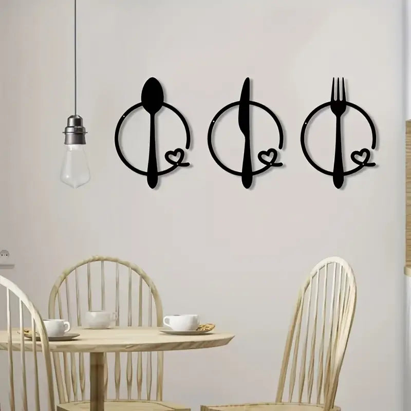 Spoon, Knife and Fork With heart – Beautiful Kitchen Wall Decal – for Gifting