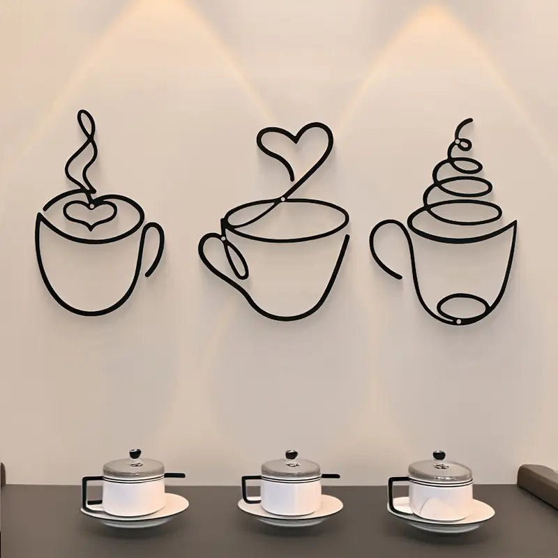 Coffee Cups With Heart – Beautiful Kitchen Wall Decal – for Gifting