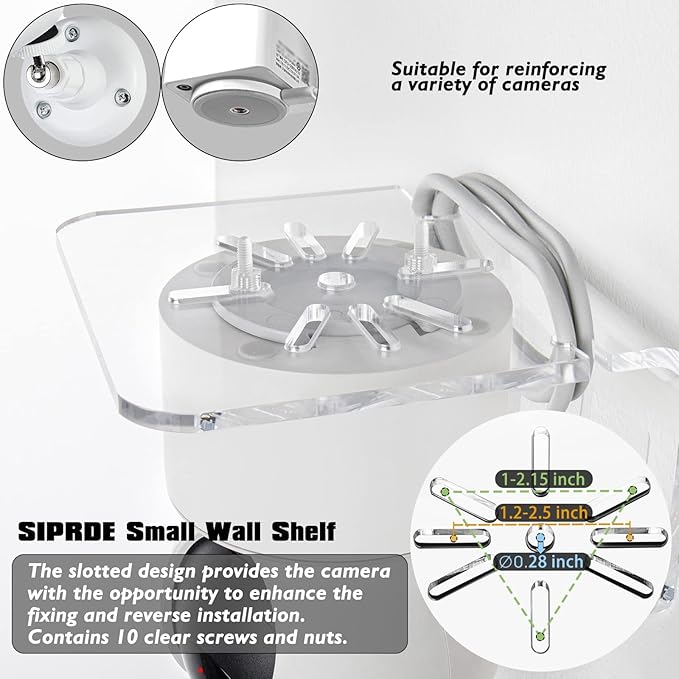 Acrylic Small Wall Shelf Set of 3 for Security Cameras, Speakers, Baby Monitors & More