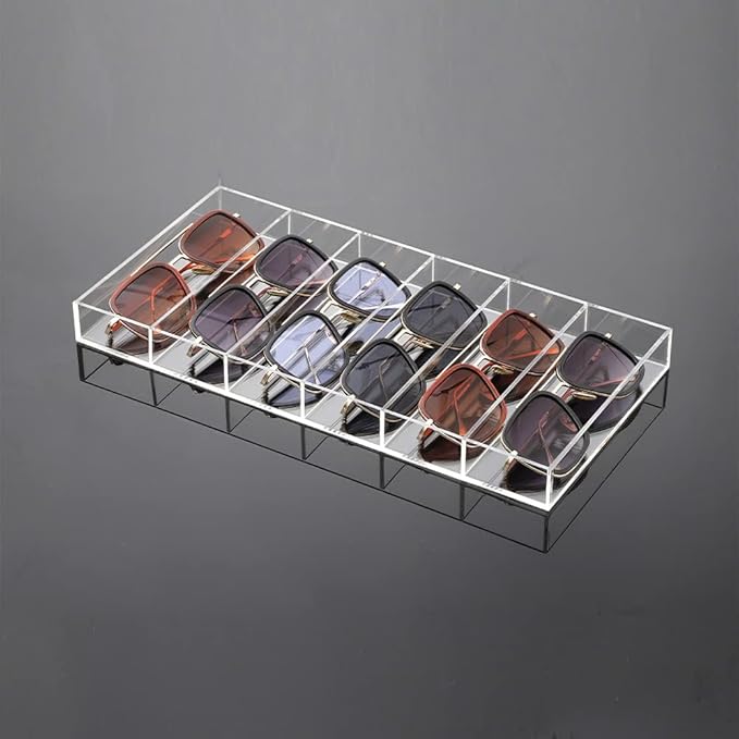 Premium Grade Acrylic Sunglasses Display Organizer, 6 Slot Clear Eyeglasses Storage Case