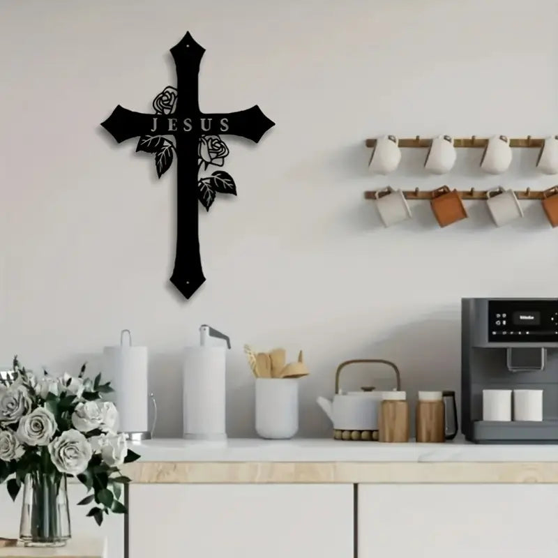 Jesus Cross With Roses – Christian Home – Christmas & Baptism – Church & Home