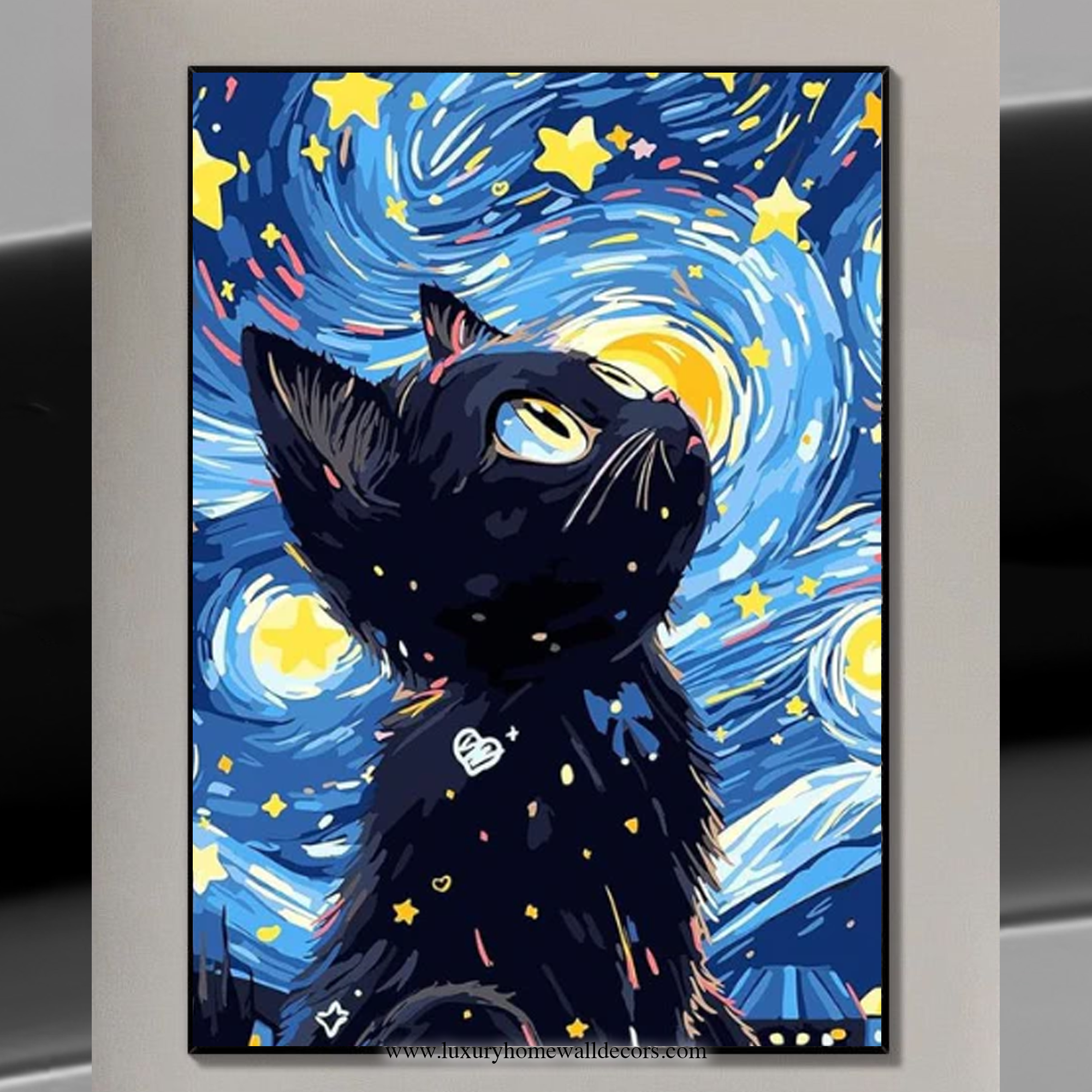 Starry Night Cat Wall Art