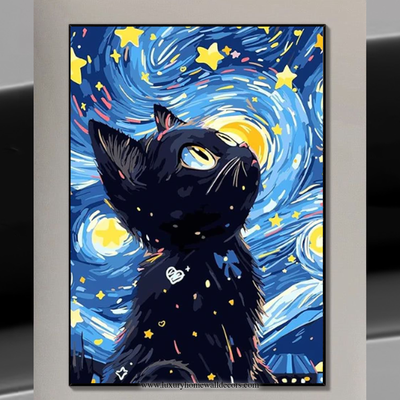 Starry Night Cat Wall Art