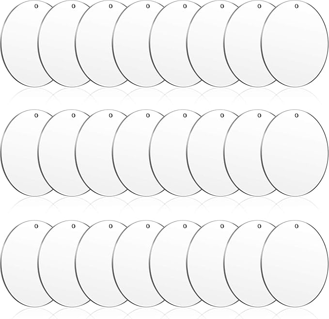 24 Pieces 4 Inch Acrylic Keychain Blanks 0.06 Inch Thick Acrylic Circles Clear Disc