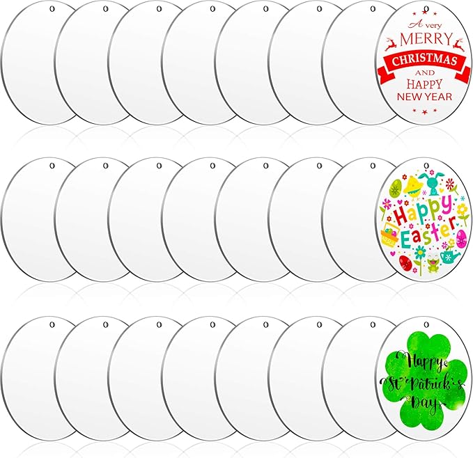24 Pieces 4 Inch Acrylic Keychain Blanks 0.06 Inch Thick Acrylic Circles Clear Disc