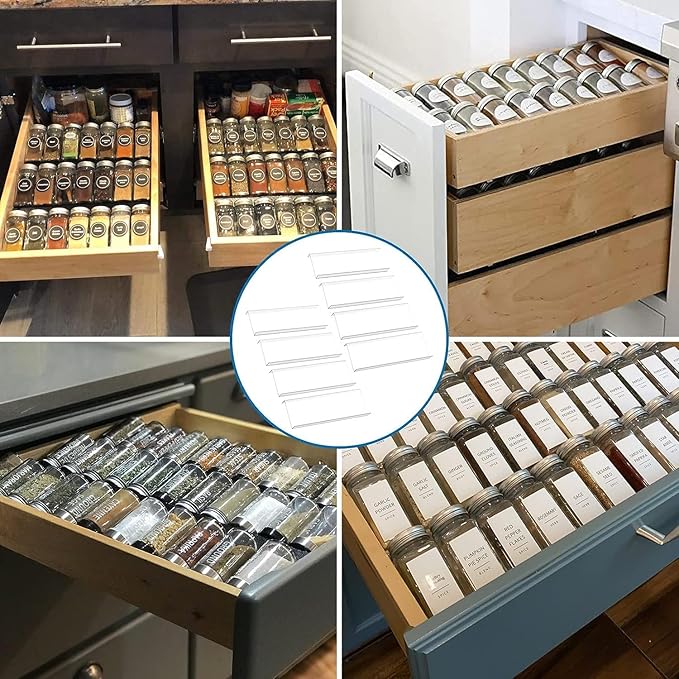11" Spice Drawer Organizer, 4 Tier Clear Acrylic Seasoning Jars Drawer Insert, Kitchen