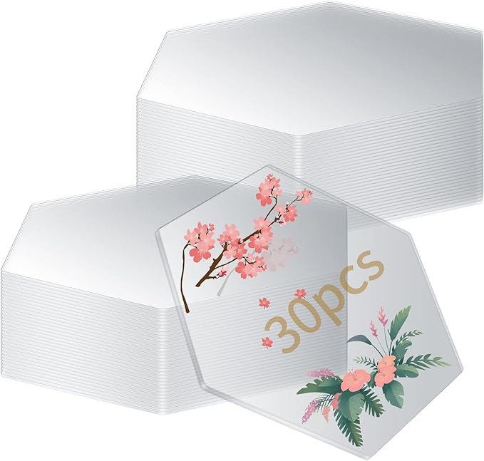 30 Pcs Clear Hexagon Acrylic Sheets