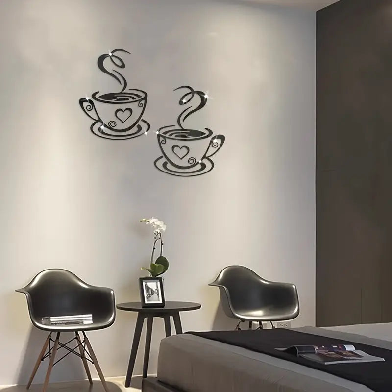 Coffee Cups With Hearts – Beautiful Kitchen Wall Decal