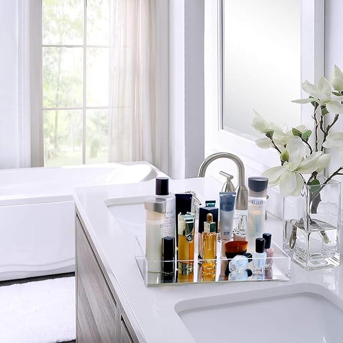Vanity Tray, Multifunctional Bathroom Decorative Tray with Smooth Mirror Home Décor