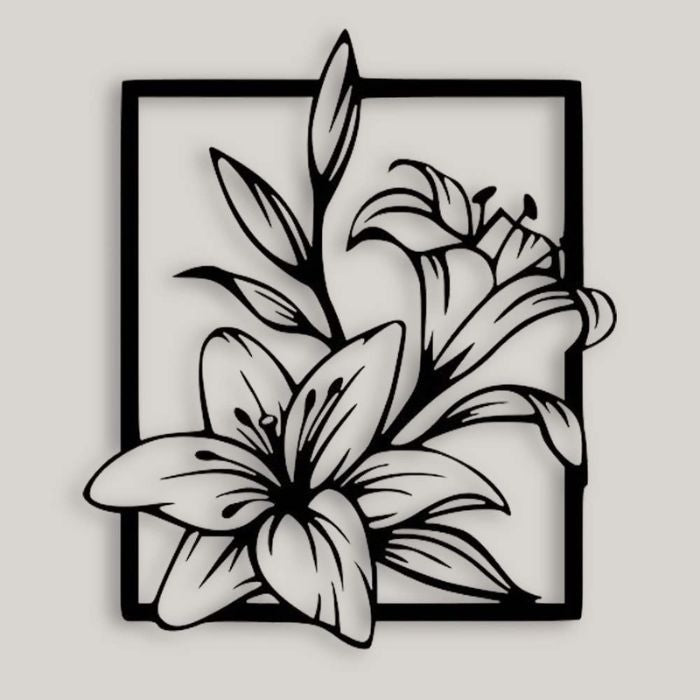 Flower Frame Rectangle Acrylic Wall Decoration Art – Modern Floral Wall Décor