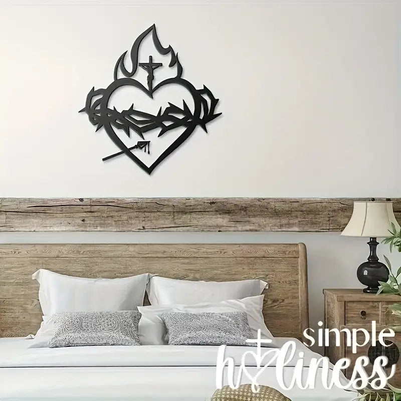 Catholic Cross with Thorns & Flames, Modern – Christian Home Decor
