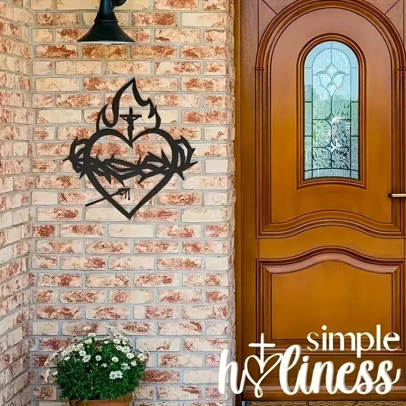 Catholic Cross with Thorns & Flames, Modern – Christian Home Decor