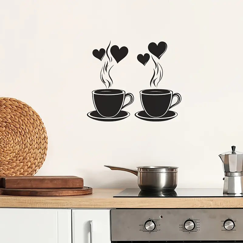 Coffee With Hearts & Love – Beautiful Kitchen Wall Decal