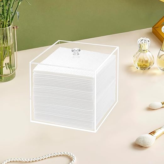 Disposable Face Towel Holder, Facial Towelettes Container Box, Acrylic Box for Facial