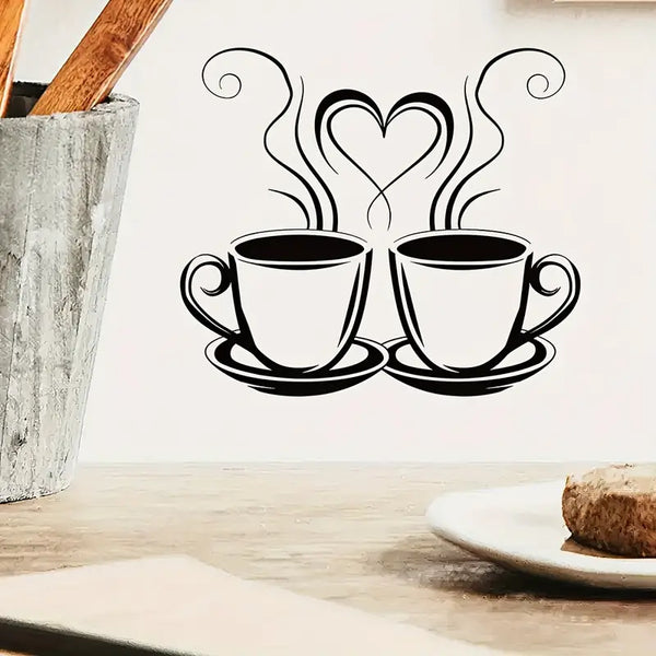Coffee Cups With Hearts – Beautiful Kitchen Wall Decal