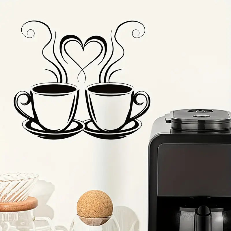 Coffee Cups With Hearts – Beautiful Kitchen Wall Decal