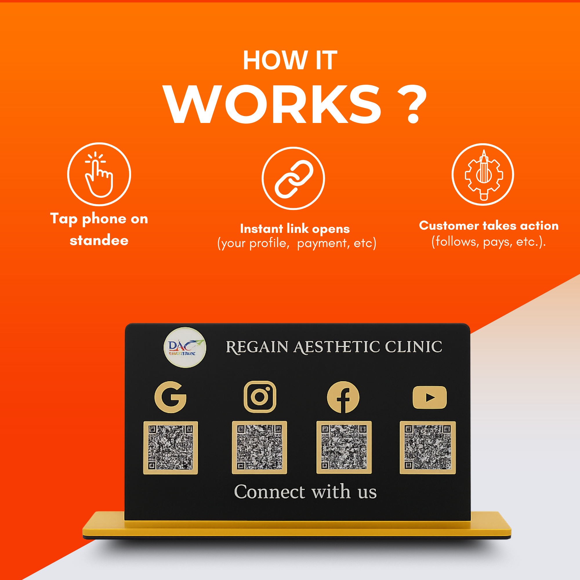 Black Colour 4 QR Digital Standee