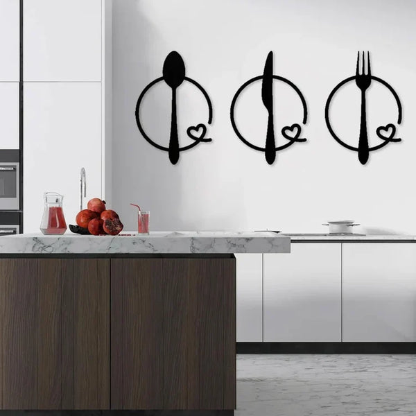 Spoon Knife Fork Heart Acrylic Wall Decal