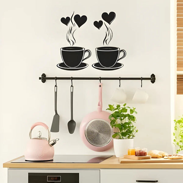 Coffee With Hearts & Love Acrylic Wall Decal