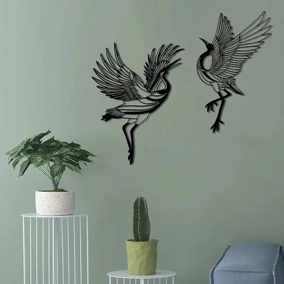 Flying Crane Acrylic Wall Art Set – Modern Bird Silhouette Decor