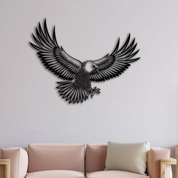 Majestic Acrylic Flying Eagle Wall Art Silhouette – Detailed Feather Design