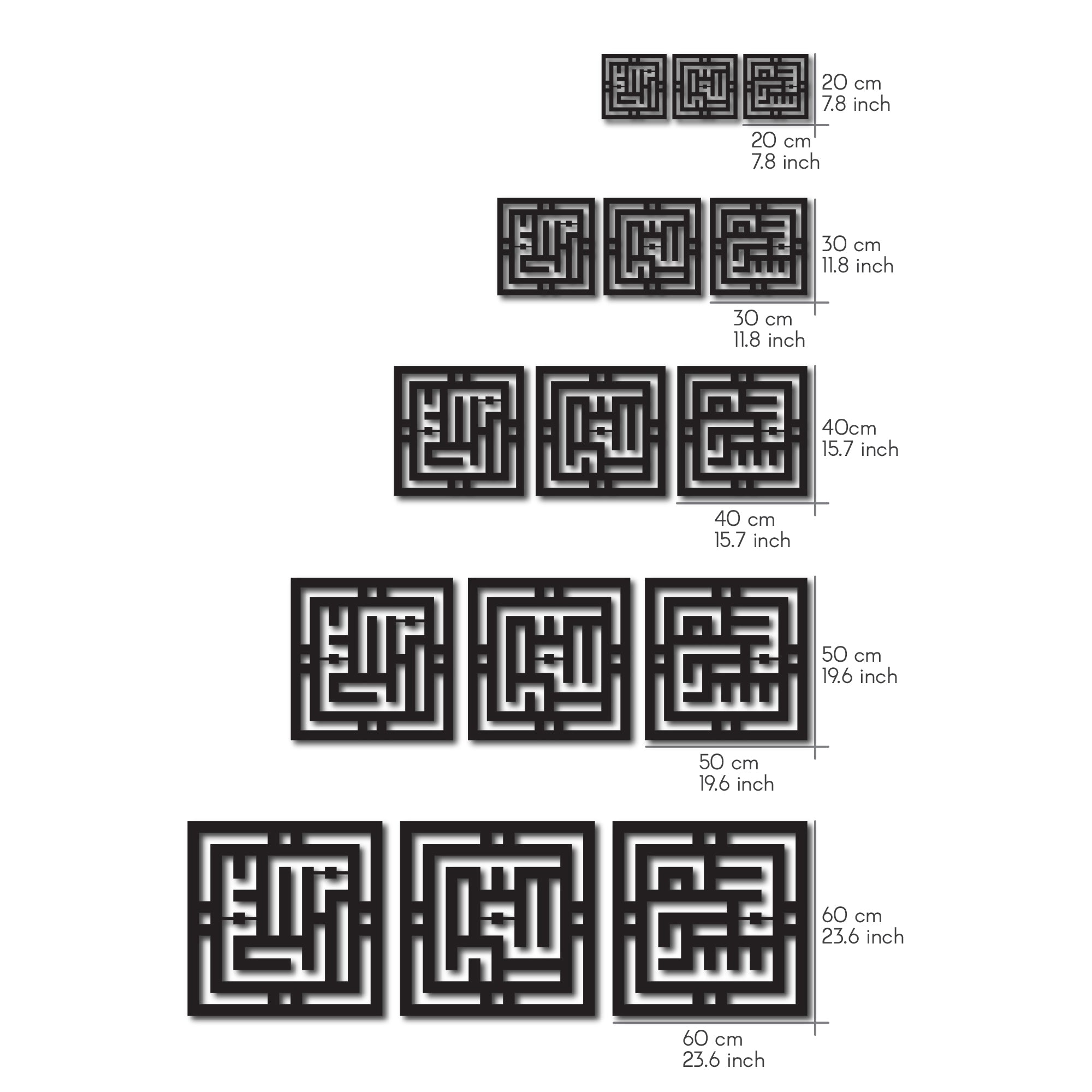 Kufic Subhanallah Alhamdulillah Allahuakbar Acrylic Islamic Wall Art Decor