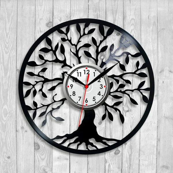 Premium Acrylic Tree of Life Wall Clock | Large Black Silhouette Decor