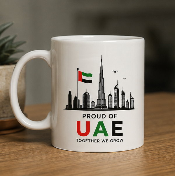 Proud of UAE Ceramic Mug – Dubai Skyline Design Coffee Cup
