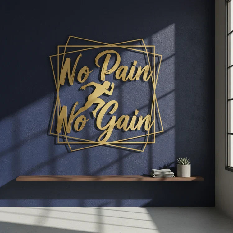 "No Pain No Gain" Acrylic Wall Art – Fitness & Motivation Decor
