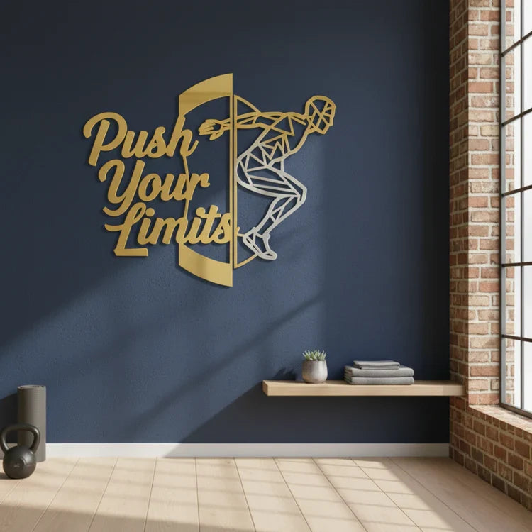 "Push Your Limits" Acrylic Wall Art – Geometric Athlete Decor