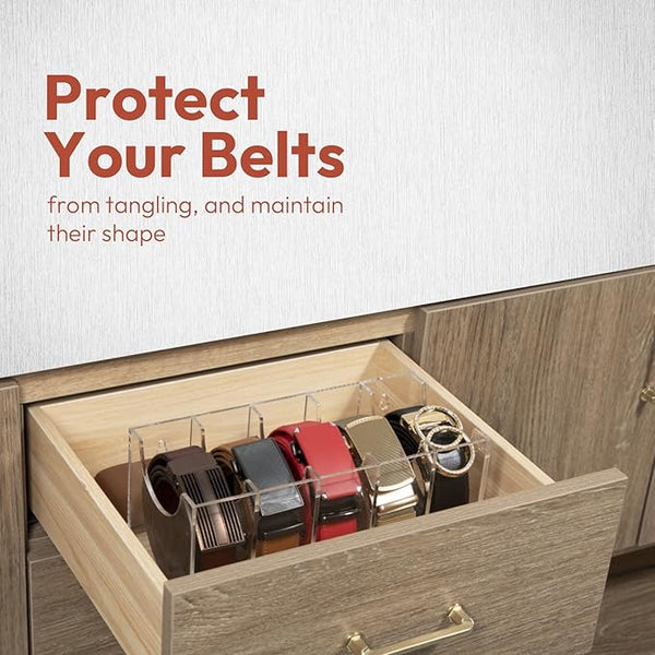 Acrylic Belt Organizer, 5 grid Belt Holder, Belt Storage, Belt Organizer for closet, Tie