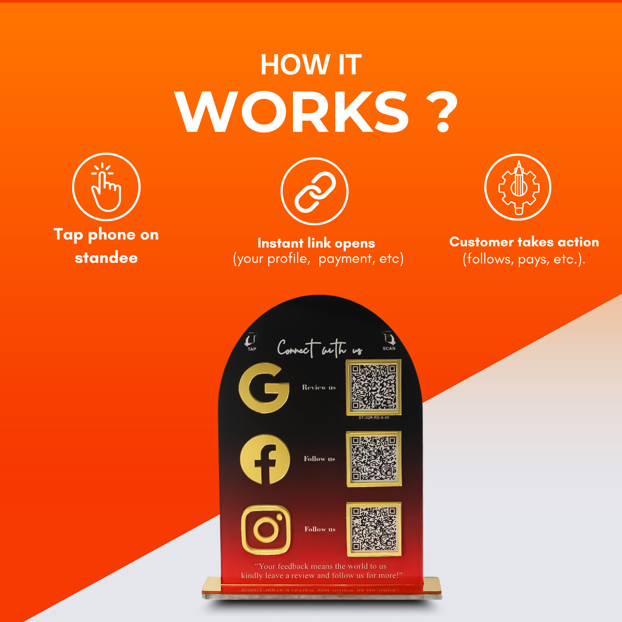 3 QR Round Shape Vertical Standee