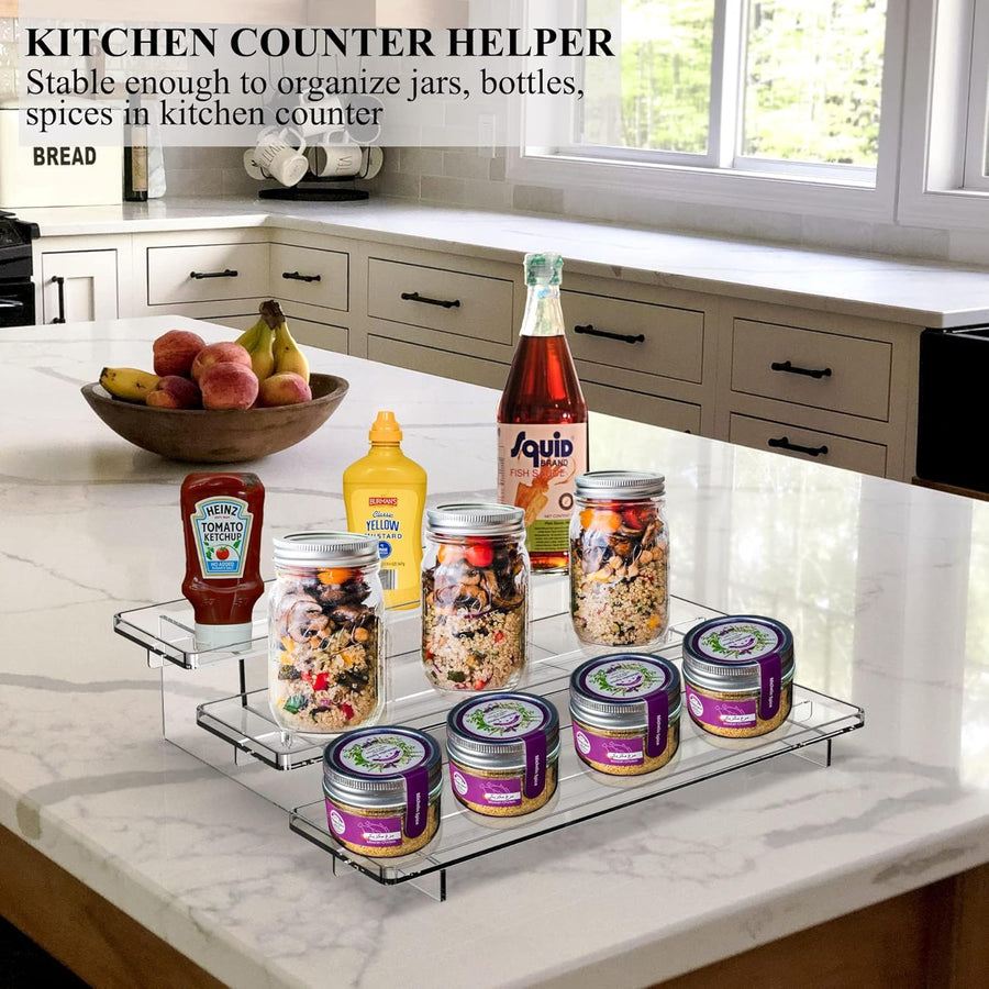 Clear Acrylic Display Risers Stand, , 3 Tiered Shelf Organizer for Perfumes, Cupcakes