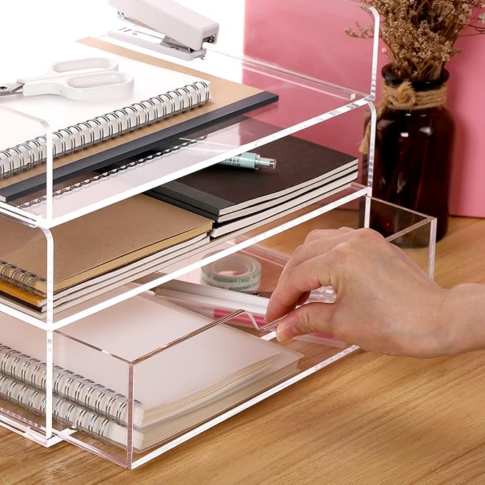 Acrylic Desk Organizer with Drawer