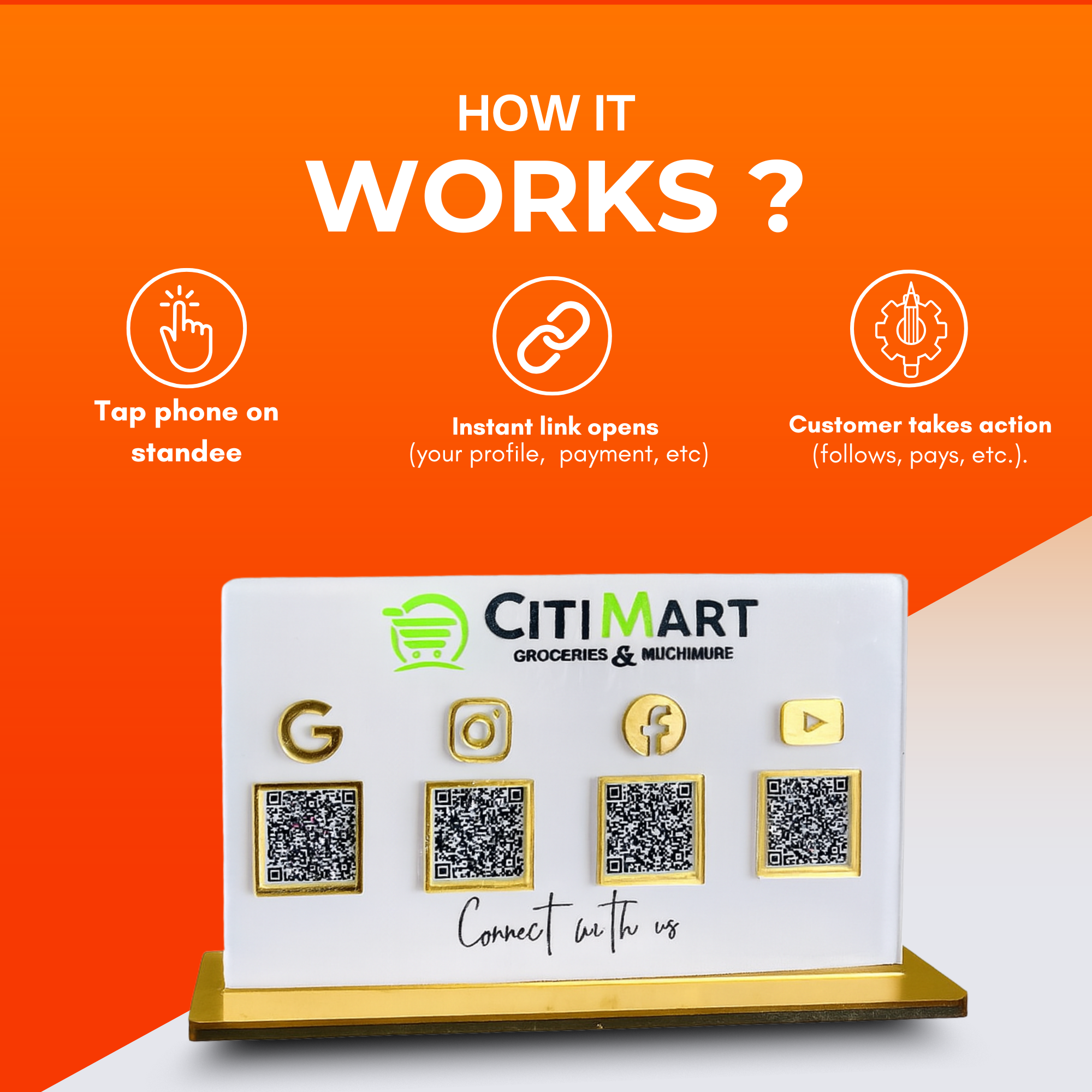 3-in-1 White Colour QR Standee with Payment QR