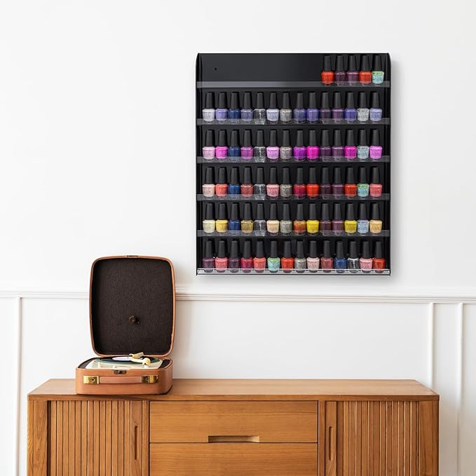 Black Acrylic Wall-Mounted Nail Polish Rack
