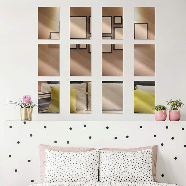 12 Pack School Mirrors Plastic Mirror Decor Flexible Mirror Sheets Self Adhesive Mirror