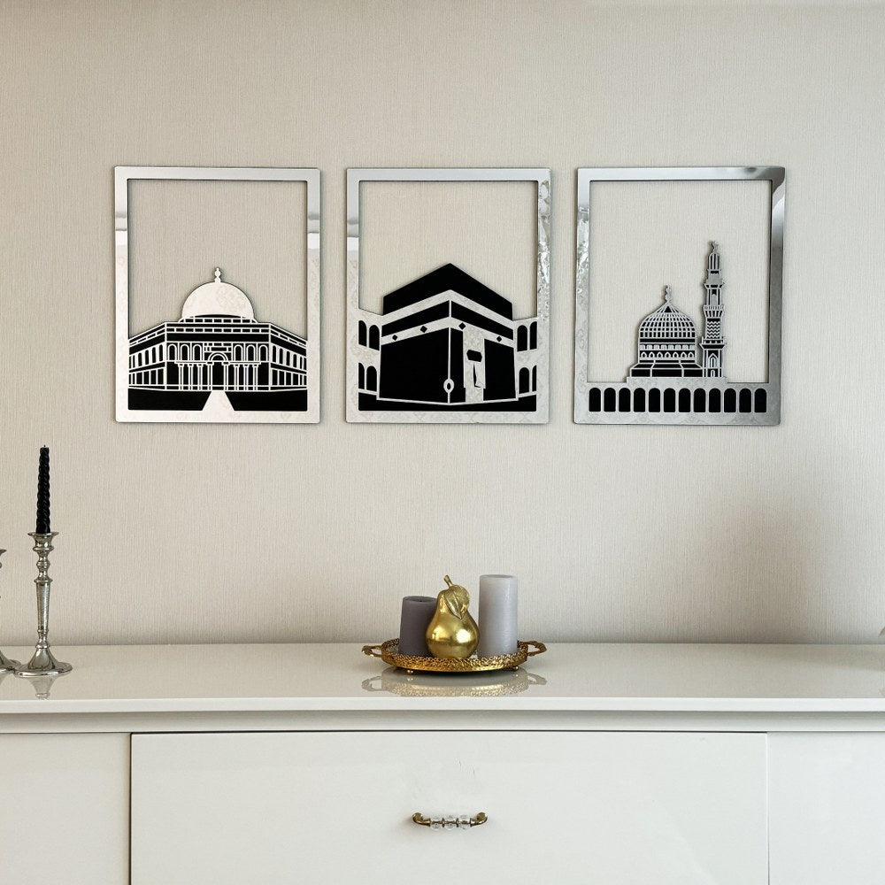 Masjid Al-Haram Islamic Wall Art Kaaba Masjid An-Nabawi Masjid Al Aqsa - Acrylic Wood Wall Art