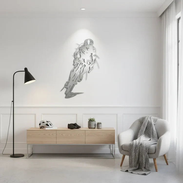 Dynamic Acrylic Road Cyclist Wall Art Silhouette – Abstract Racing Design