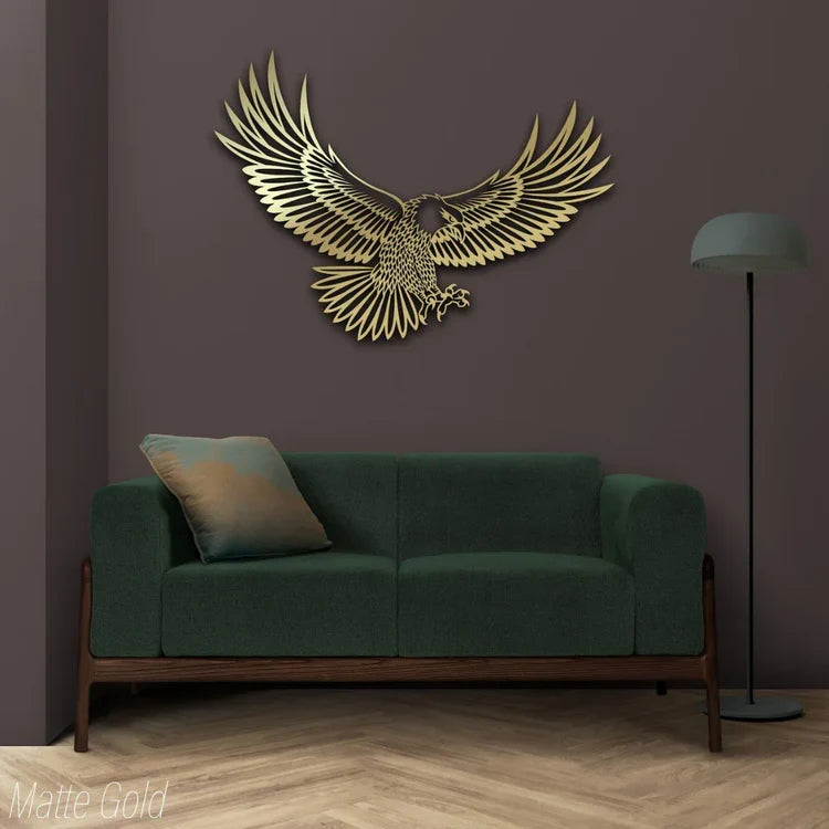 Majestic Acrylic Flying Eagle Wall Art Silhouette – Detailed Feather Design