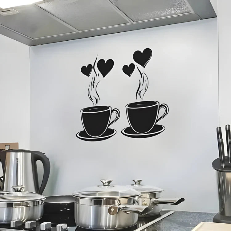Coffee With Hearts & Love Acrylic Wall Decal
