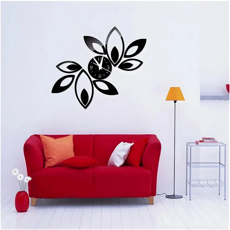 Abstract Acrylic Wall Clock | Decorative 3D Floral Design