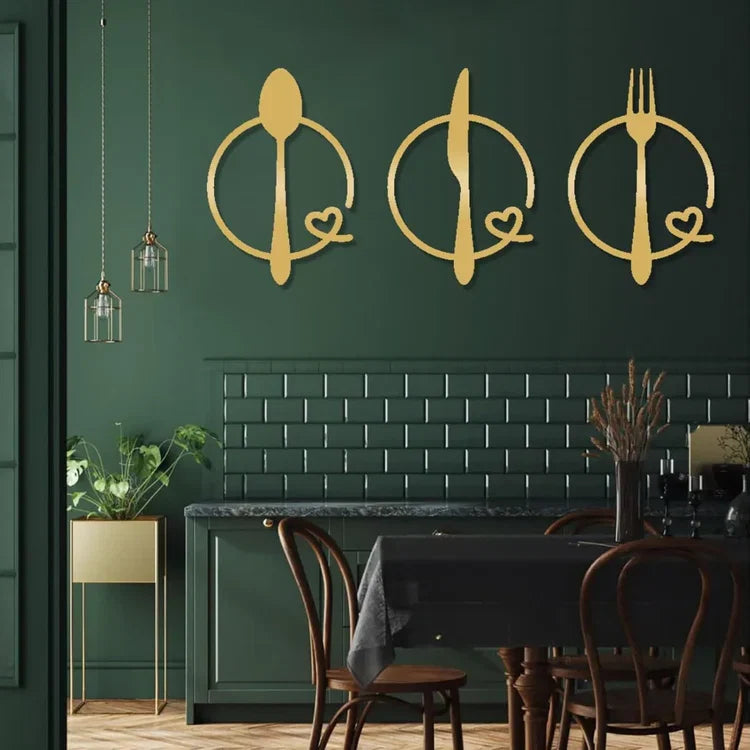 Spoon Knife Fork Heart Acrylic Wall Decal