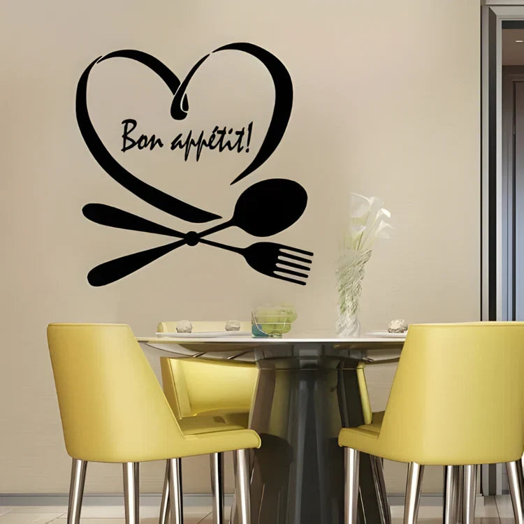 Spoon & Fork with Heart Acrylic Wall Decal