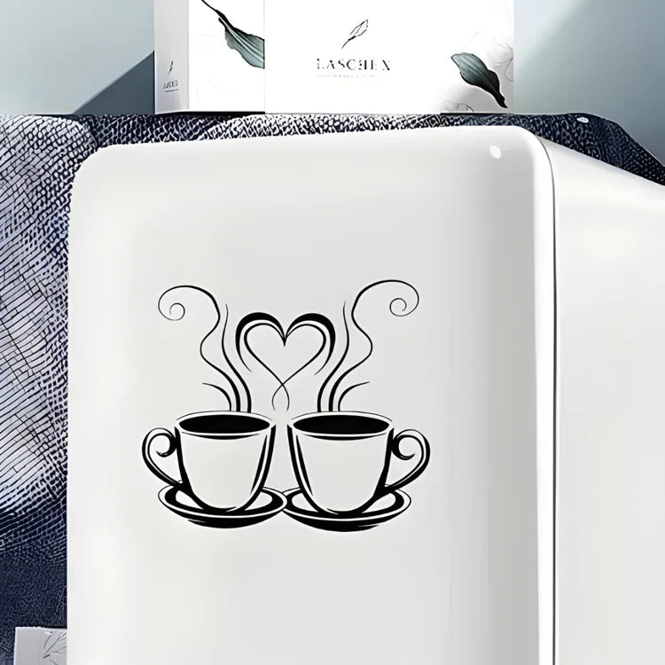 Coffee Cups With Hearts Acrylic Wall Decal