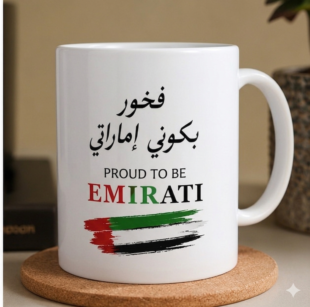 Proud to Be Emirati Mug – Arabic UAE Flag Design Mug