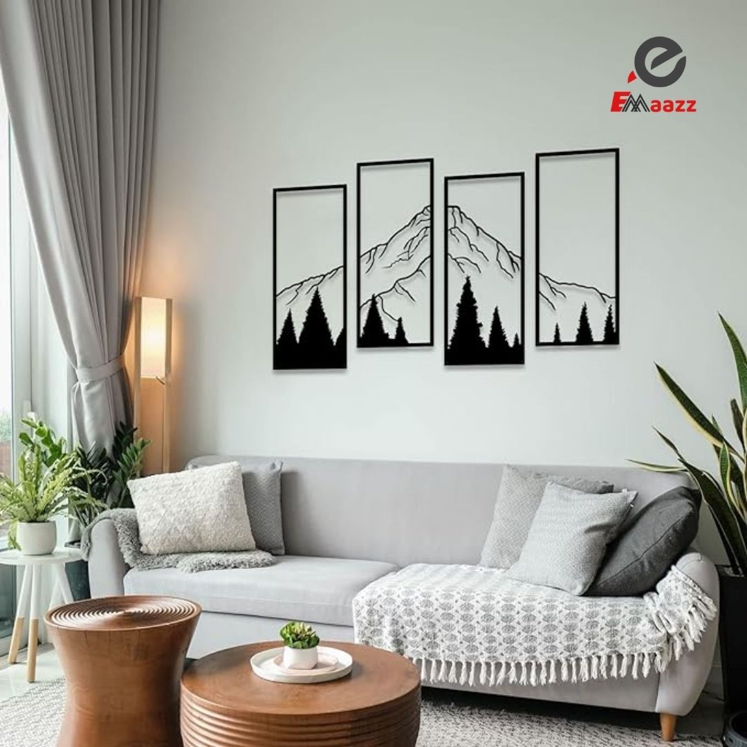 Mountain and Forest Wall Frame | 4 Pcs | Acrylic Wall Art