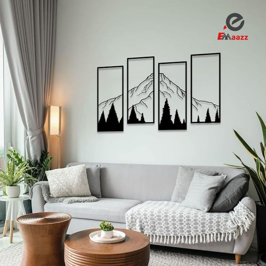 Mountain and Forest Wall Frame | 4 Pcs | Acrylic Wall Art